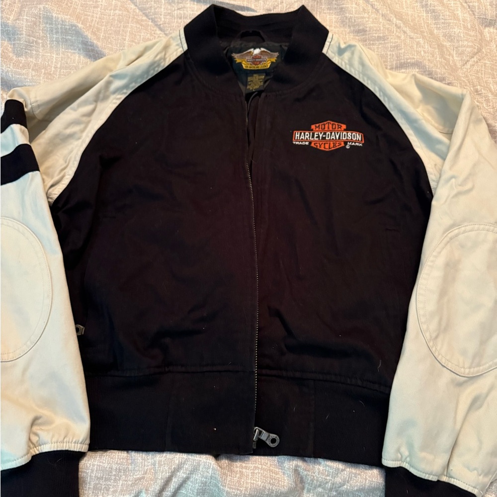 Harley-Davidson Men's Black and White Bomber Jacket